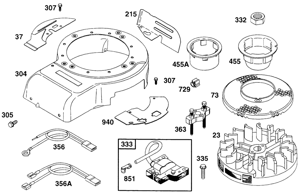 Blower Hsg, Flywheel, Elect Diagram and Parts List for 135702-0120-XX  Briggs and Stratton Engine